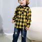 Younger Star Toddler Kidsbaby Boys Hooded Plaid Shirt Classical Shirt Hooded Jacket Fall Winter Clothes (Yellow, 18-24 Months)