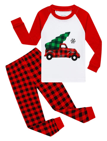 Family Feeling Baby Girls Boys Long Sleeve Pickup Truck Christmas Tree Plaid Pajamas Sets 100% Cotton Pyjamas Toddler Infant Kid