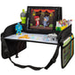 Lusso Gear Car Seat Tray - 1-Pack Black - 600D Oxford Lap Desk Organizer & Tablet Stand with Dry-Erase Surface, Snack & Cup Hold