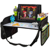 Lusso Gear Car Seat Tray - 1-Pack Black - 600D Oxford Lap Desk Organizer & Tablet Stand with Dry-Erase Surface, Snack & Cup Hold