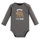 Touched By Nature Unisex Baby Organic Cotton Long-Sleeve Bodysuits, Boy Woodland Alphabet, 9-12 Months