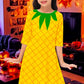 Remimi Girls Pineapple Dresses Halloween Fruit Dress Printed A-Line Party Dress 13-14 Years