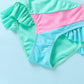 Younger Tree Toddler Girls Two Pieces Swimsuit Color Block Stripe Swimwear Summer Beach Bathing Suit (Green 3-4T)