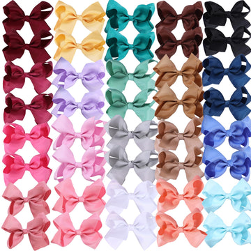 40Pcs Hair Bows For Girls,Hand-Made Grosgrain Ribbon Hair Bow Alligator Clips Hair Accessories For Toddlers Baby Girls Kids Teen