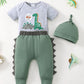 Renotemy Baby Boy Summer Clothes Short Sleeve New To The Crew Toddler Boy Clothes Outfits Dinosaur Boy Outfits 12-18 Months