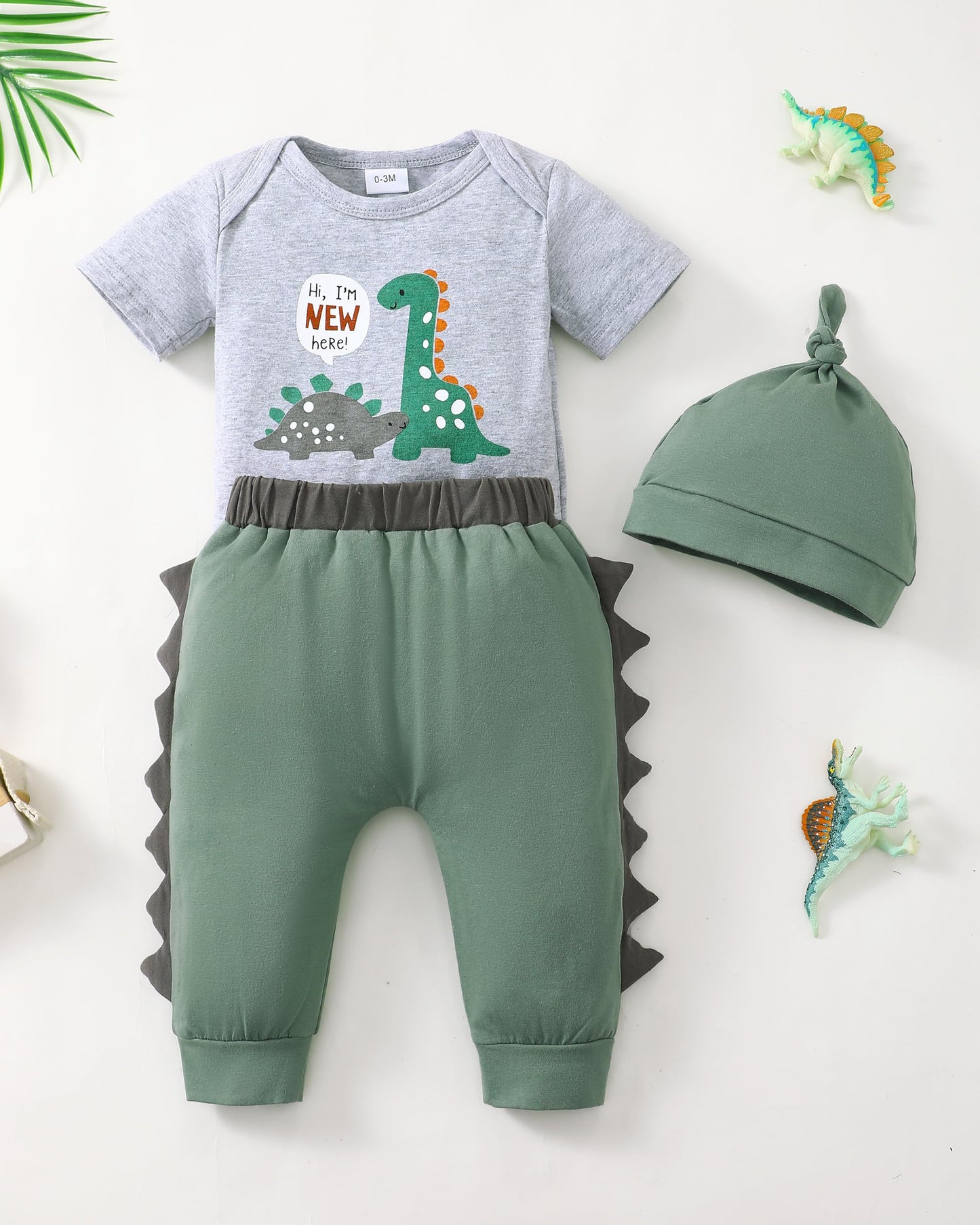 Renotemy Baby Boy Summer Clothes Short Sleeve New To The Crew Toddler Boy Clothes Outfits Dinosaur Boy Outfits 12-18 Months