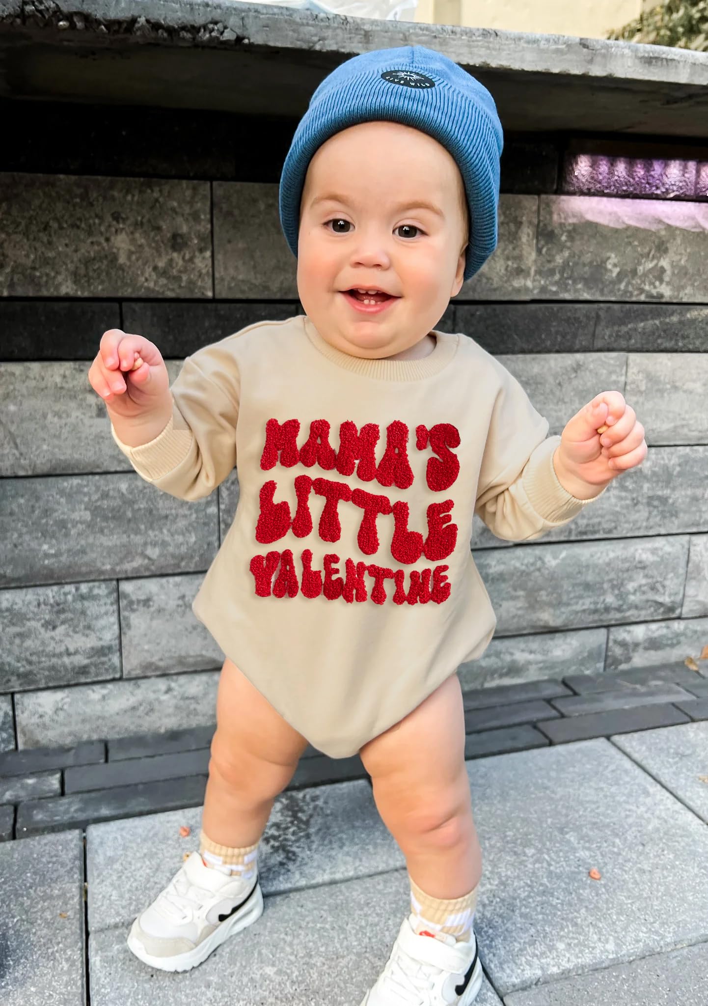Eadrioss Newborn Baby Boy Girl Valentine Outfit - Mommy'S/Daddy'S Bubble Romper Sweatshirt - Infant Valentine Clothes (Apricot,