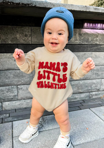 Eadrioss Newborn Baby Boy Girl Valentines Outfit Mommys/Daddys Valentine Bubble Romper Sweatshirt Infant Valentines Clothes (Apr