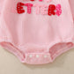 Newborn Baby Girl Valentines Day Outfit Love Bubble Romper Waffle Knit Sweater Oversized Pullover Sweatshirt Tops (Pink-4,3-6 Mo