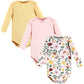 Hudson Baby Unisex Baby Cotton Long-Sleeve Bodysuits Fall Botanical 3-Pack, 9-12 Months