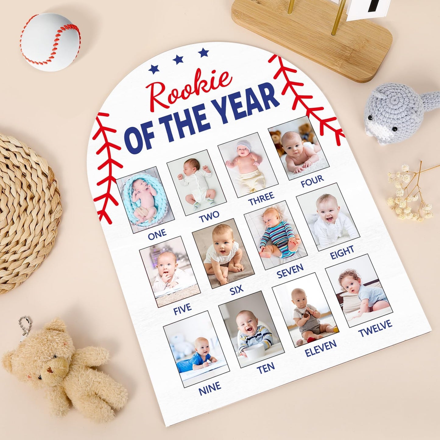 Berry First Year Photo Board Strawberry Birthday Party Wooden Board Decorations 12 Monthly Milestone Picture Frame One Year Old
