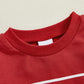 Baby Boy Fall Clothes Set Long Sleeve Letter Print Sweatshirt Pants Valentines Day Outfits 6 12 18 24 Months 2T (Snacks Red, 3-6