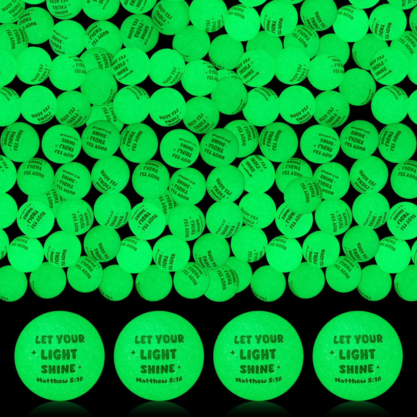 Seenelling 60 Pcs Christian Glow in The Dark Bouncy Balls Easter Jesus Bible Verse Rubber High Bouncing Balls Christian Party Fa