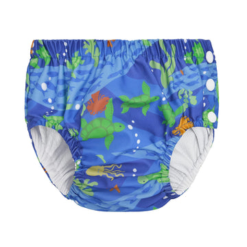 Durio Swim Diaper Washable Swimming Diapers Unisex Toddler Newborn Swim Diaper Reusable Girls Boy B Blue Seaworld 12-18 Months