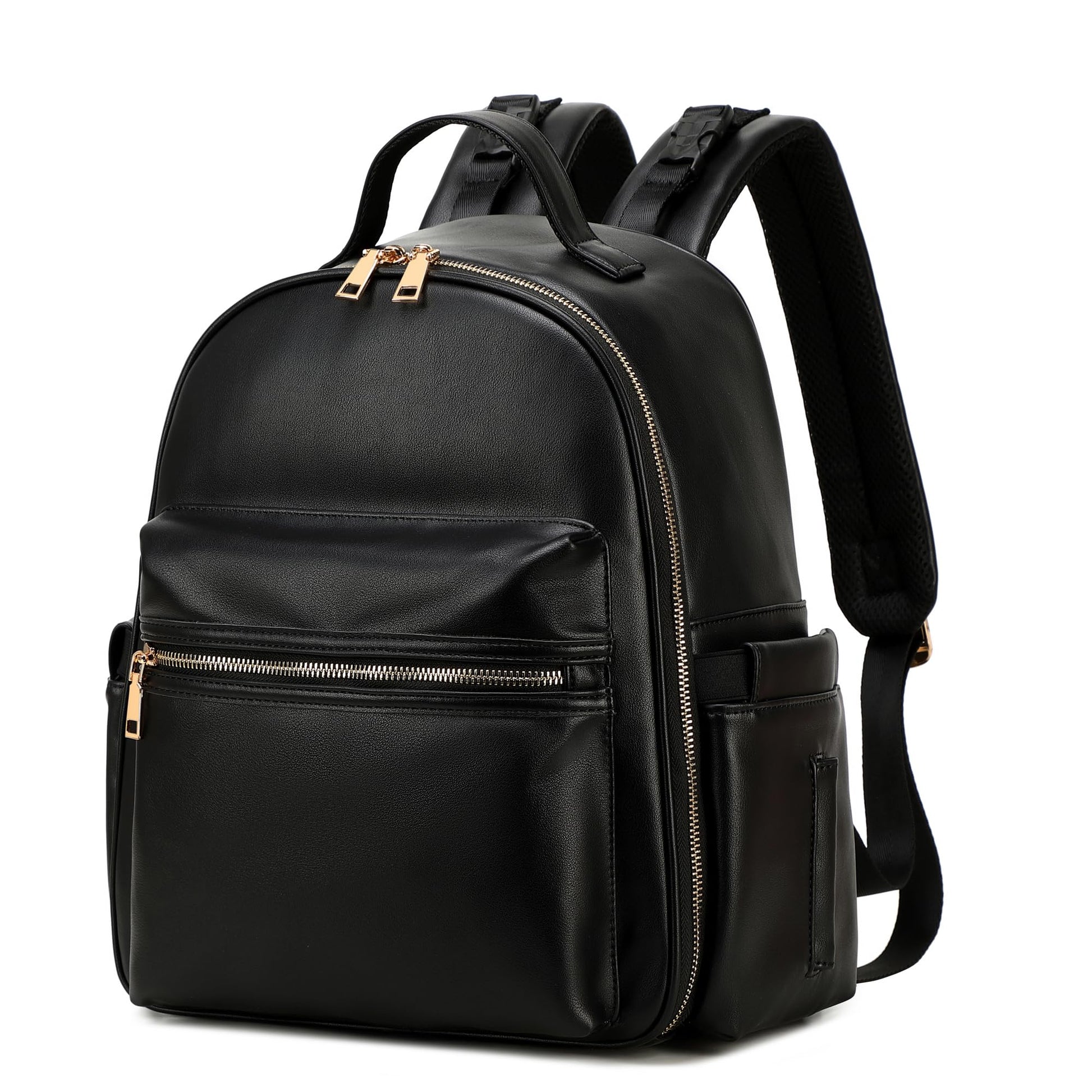 LORADI Small Diaper Backpack with Stroller Buckle, Insulated Pockets and Water-proof Pocket (Black)