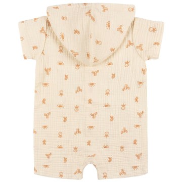 Gerber Baby Boys Hooded Cotton Romper, Desert, 3-6 Months