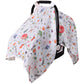 Rquite Baby Car Seat Cover - Muslin Cotton, Breathable Canopy, Summer Stroller Sun Shade, Floral