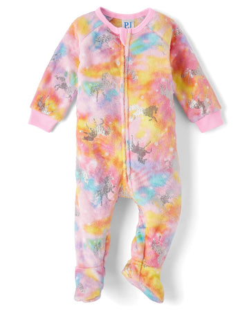 The Children'S Place,Baby Girls,And Toddler Fleece Zip-Front One Piece Footed Pajama,Sparkle Pink,3 Months,6 Months