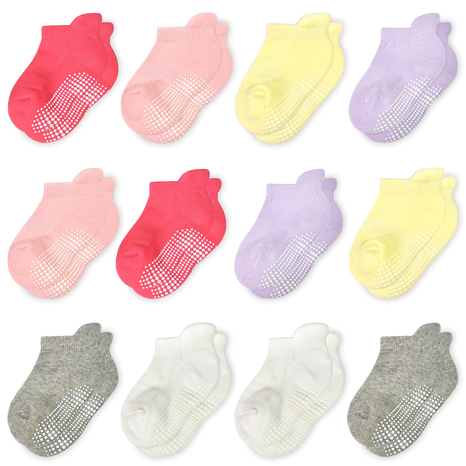 Tphon Non Slip Toddler Socks 12 Pairs Infant Baby Kids Grip Socks For Boy Girls WBCBBB096TJ2NC3