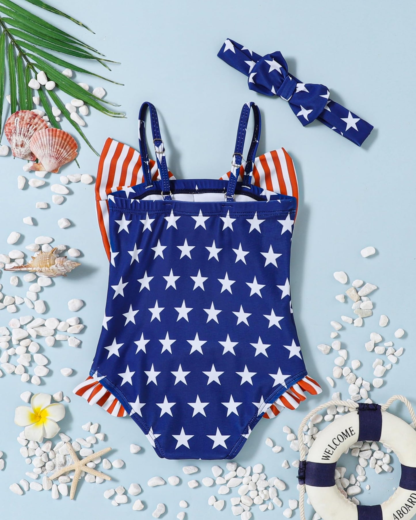 Mioglrie Baby Swimsuit Girl Infant 18-24 Month Bathing Suits Newborn 4Th Of July Outfits Girls Summer Beach Swimwear Toddler Sta