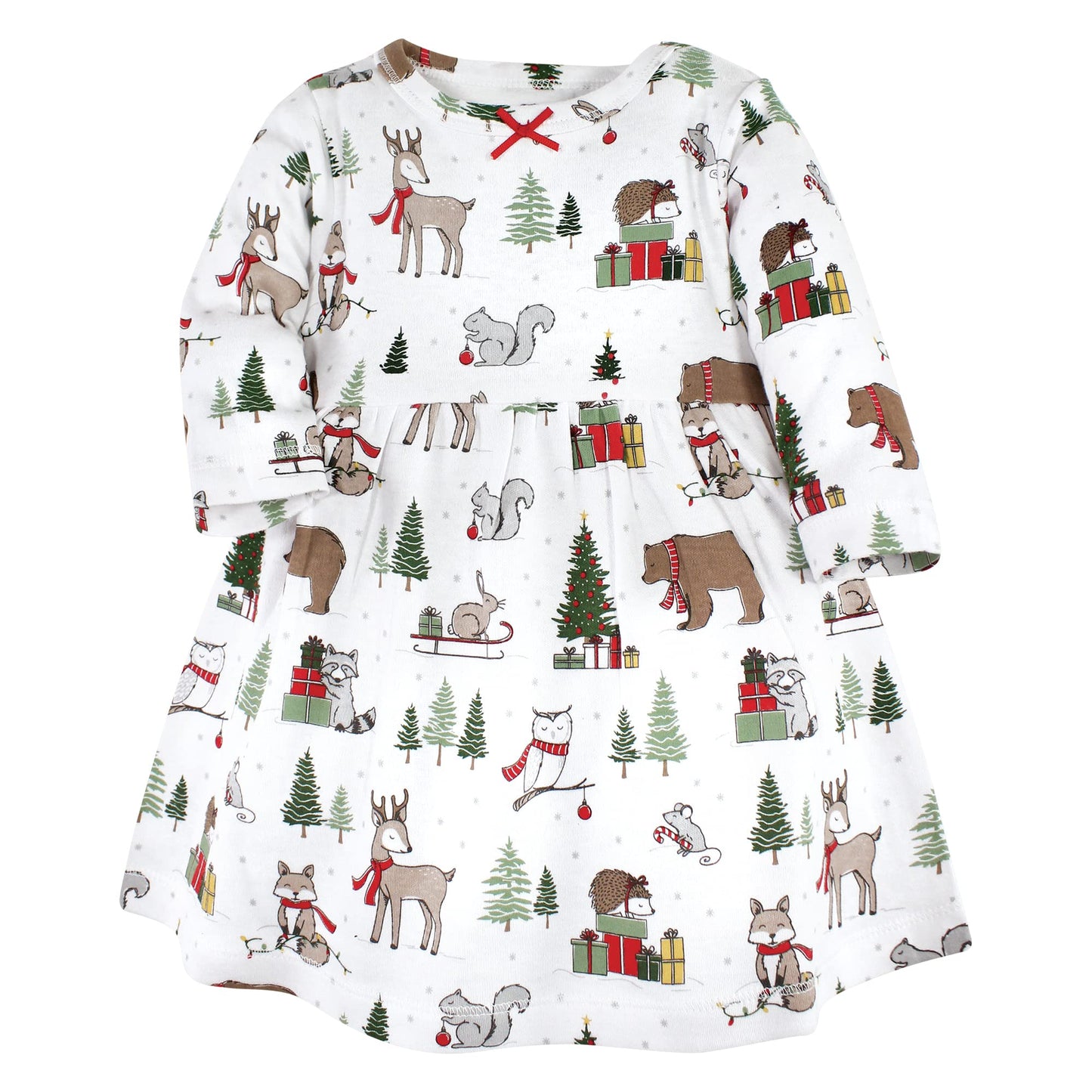Hudson Baby Girls' Cotton Dresses, Christmas Forest, 9-12 Months
