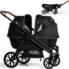 Wagon Stroller for 2 Kids, All-Terrain with Removable UV-Protection Canopy , Adjustable Push/Pull Handle, Snack Tray & Cup Holde