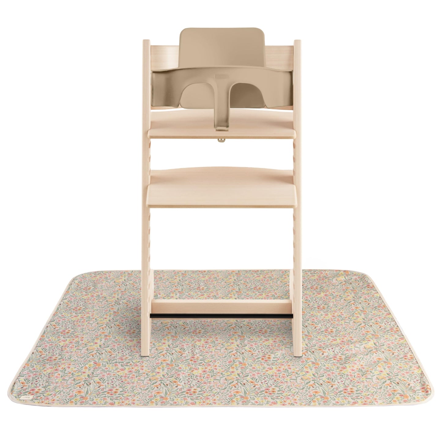 Mushie Baby Splat Mat 42.5X42.5 Inch (Pastel Blooms) | Water Resistant For Under High Chair And Infant Play