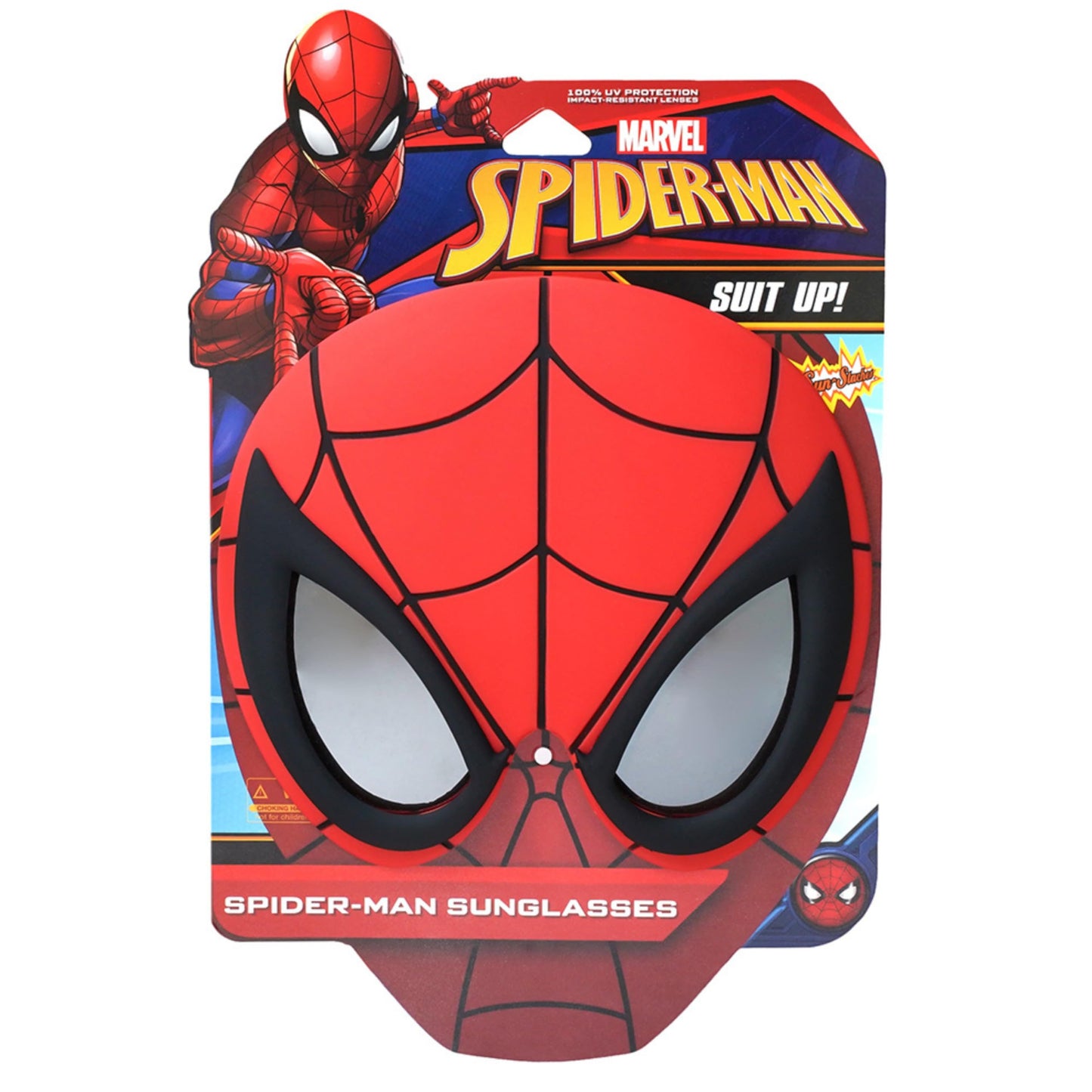 Sun-Staches Marvel Official Spider-Man Sunglasses | Full Mask Costume Accessory | One Size Fits Most