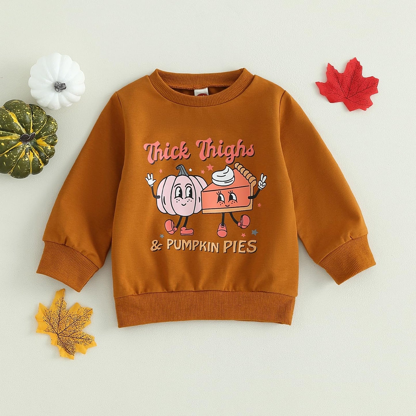 Boebnozcv Baby Boy Girl Halloween Sweatshirt Top Toddler Thick Thighs Pumpkin Pie Print Oversized Sweater Shirts Fall Clothes (B