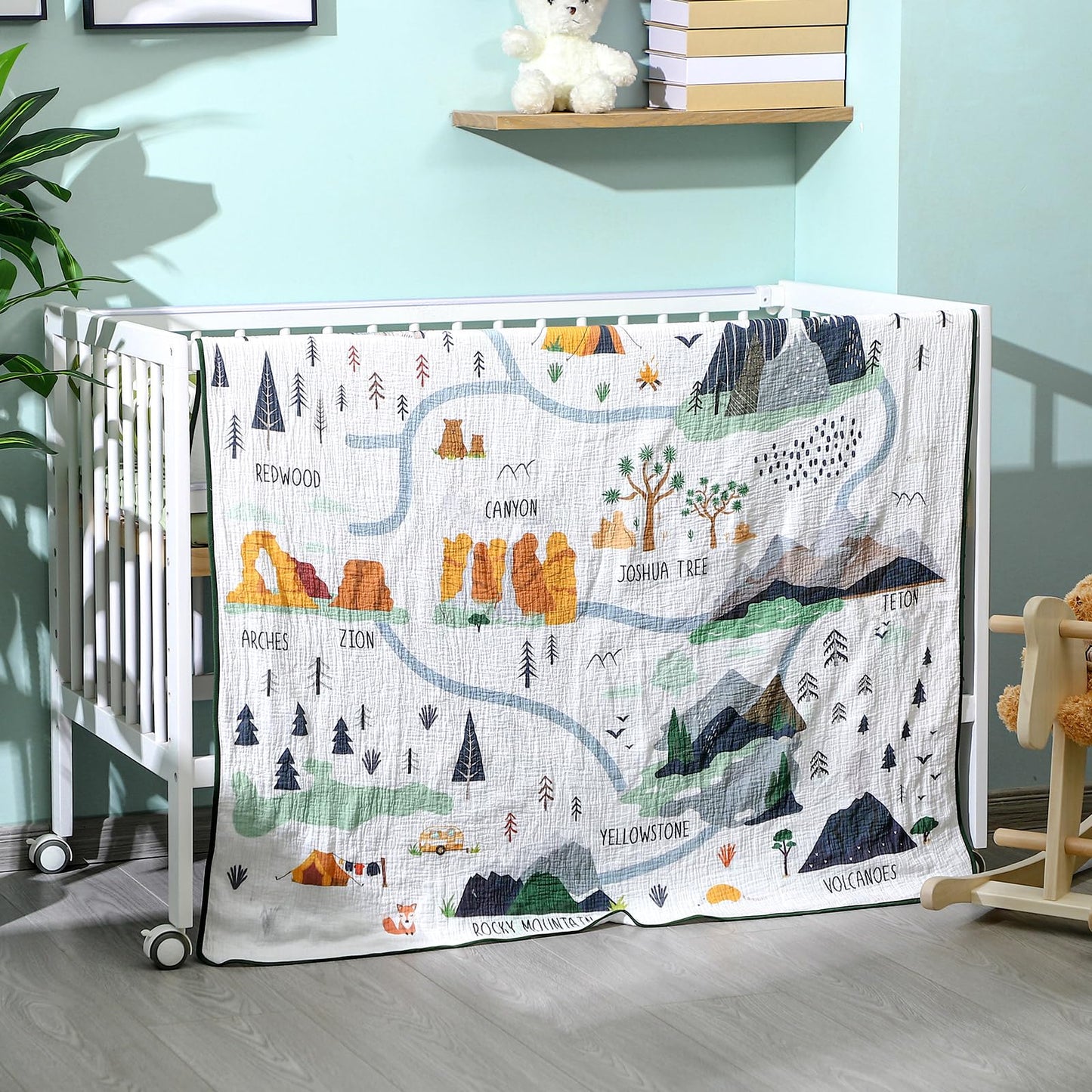 SmoothNovelty Butterfly Muslin Blanket 47 x 47 Inch Warm Soft Cotton Muslin Swaddle Blanket Nursery Swaddling Wrap Quilt for Bed