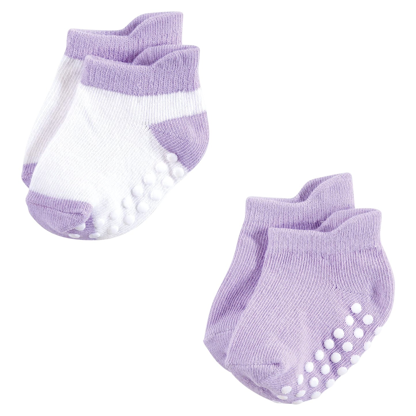Hudson Baby Unisex Baby Non-Skid No-Show Socks, Pink Lilac, 12-24 Months