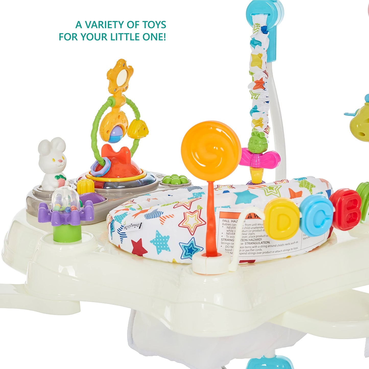 Dream On Me Zany 2-In-1 Baby Activity Center And Bouncer In Star Print, Sturdy And Strong Frame, 3 Height Positions, 360 Rotatin