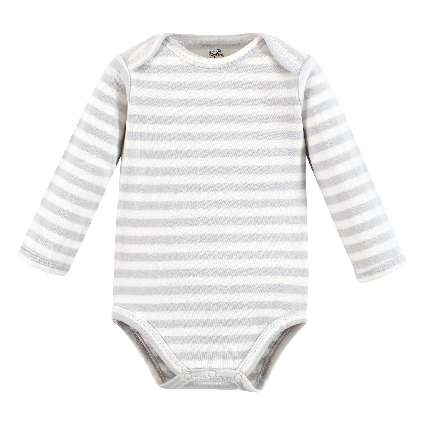 Touched By Nature Unisex Baby Organic Cotton Long-Sleeve Bodysuits, Neutral Woodland, 6-9 Months