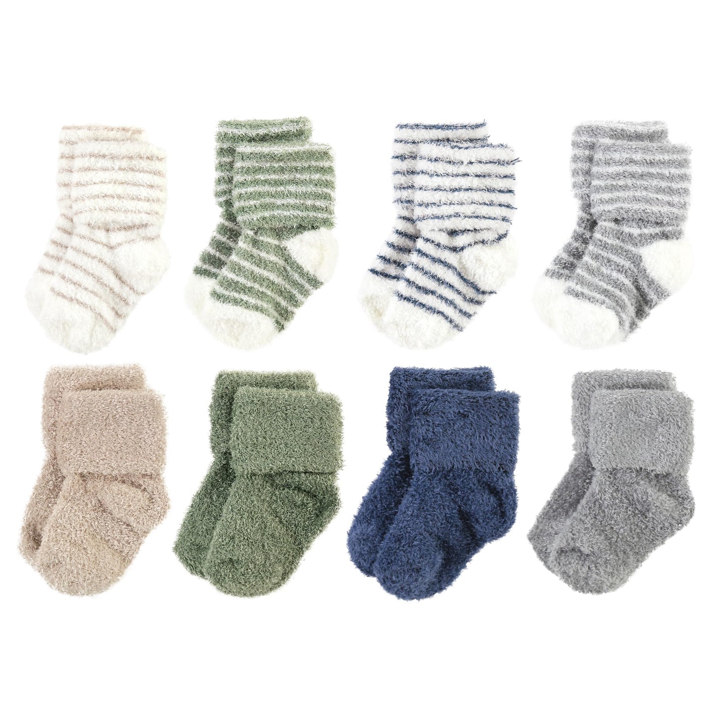Hudson Baby Unisex Baby Cotton Rich Newborn And Terry Socks, Green Blue Stripe, 0-6 Months
