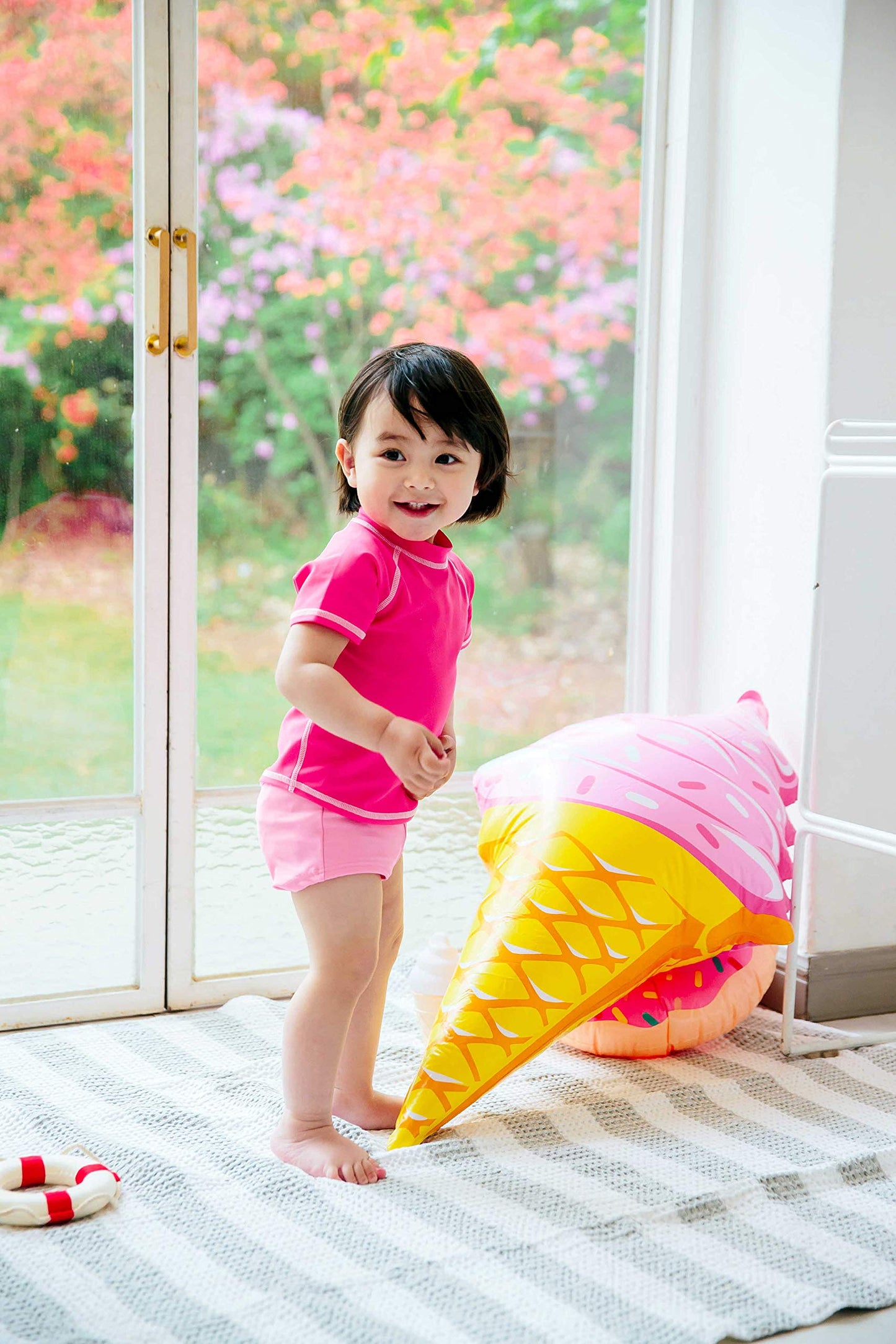 Vaenait Baby Infant & Kids Sun Protection Rashguard Short Sleeve Swim Shirt Oasis Hotpink M