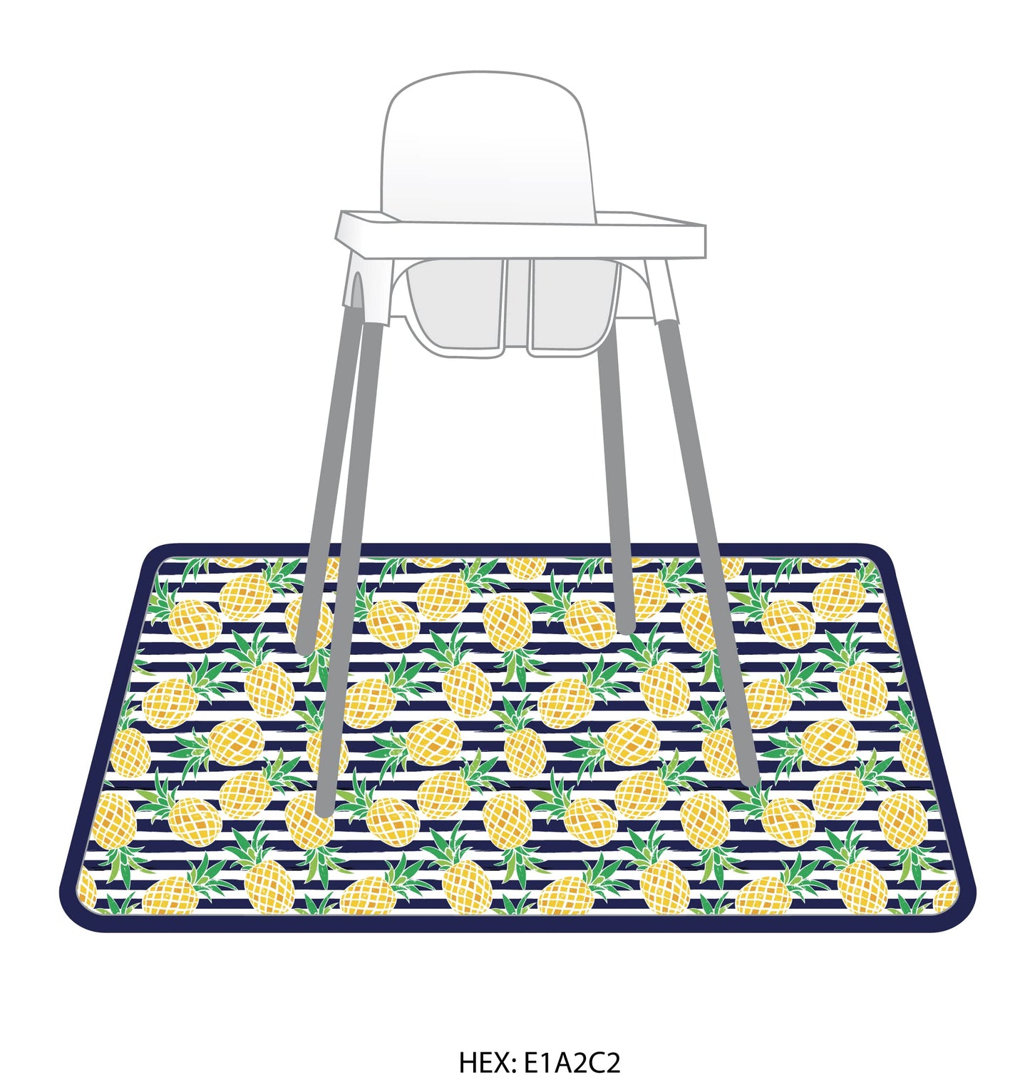 Bapronbaby Summer Stripes Pineapple Splash Mat - Waterproof Catch-All For Under High Chairs, Floors, Tables, Playtime Or Arts &