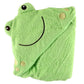 Luvable Friends Unisex Baby Cotton Animal Face Hooded Towel, Frog, One Size