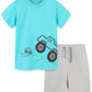 Toddler Boy'S Summer Clothes Outfits,T-Shirt And Short Clothing Set Green Truck 3T