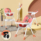 Tony Stark Latest 5 In 1 2024 Model, Reclining Foldable Baby High Chair With Wheels , Dual Dining Detachable Food Tray, Height A