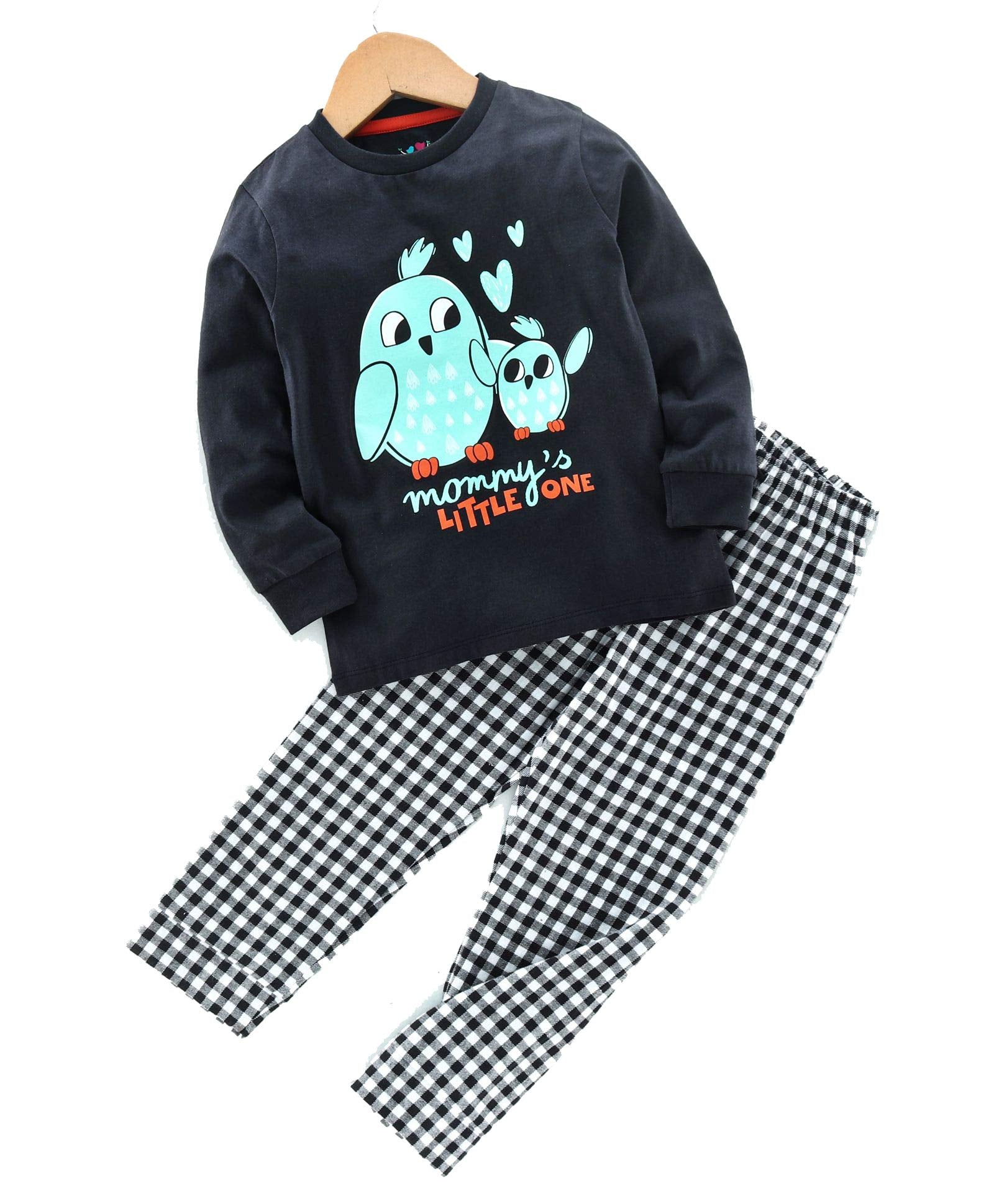 Ventra Girls Cotton Printed Top and Pajama Set Pack of 1 (VJ2290121P_Black_45 Years)