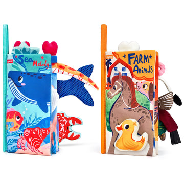 JoyCat Baby Books 0-6 Months - 2PCS Infant Toys 0-6m Tummy Time Babies Toy Newborn Toys Early Development Sensory Book Baby Girl