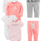 Simple Joys Baby Girls 6 piece Little Character set Sleepwear, Pink Bunny, Newborn