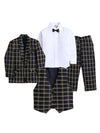 Jeetethnics Boys Black Checked Coat Suit Set With Waistcoat Shirt And Trousers (9083Eh)