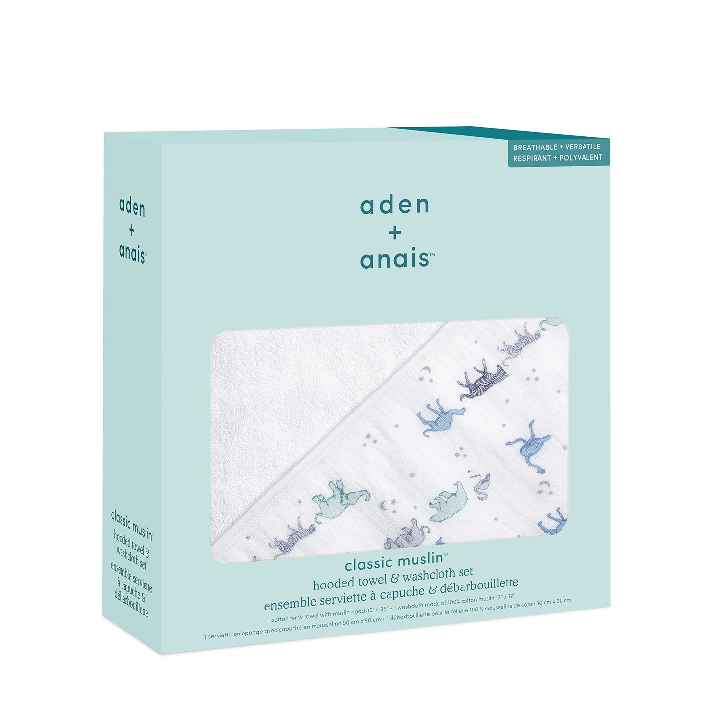 aden + anais Muslin Backed Hooded Towel Set, Rising Star