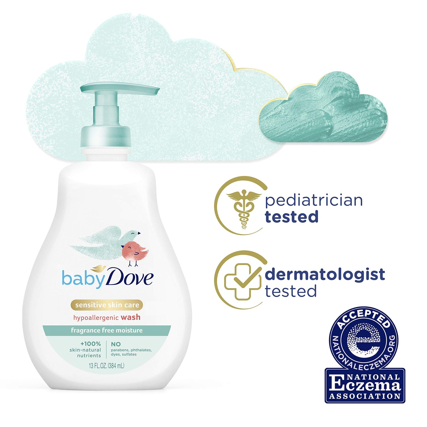 Baby Dove Sensitive Skin Care Baby Wash For Baby Bath Time Fragrance Free Moisture Fragrance Free And Hypoallergenic, Washes Awa