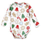 Touched By Nature Unisex Baby Organic Cotton Long-Sleeve Bodysuits, Christmas Cookies, 12-18 Months