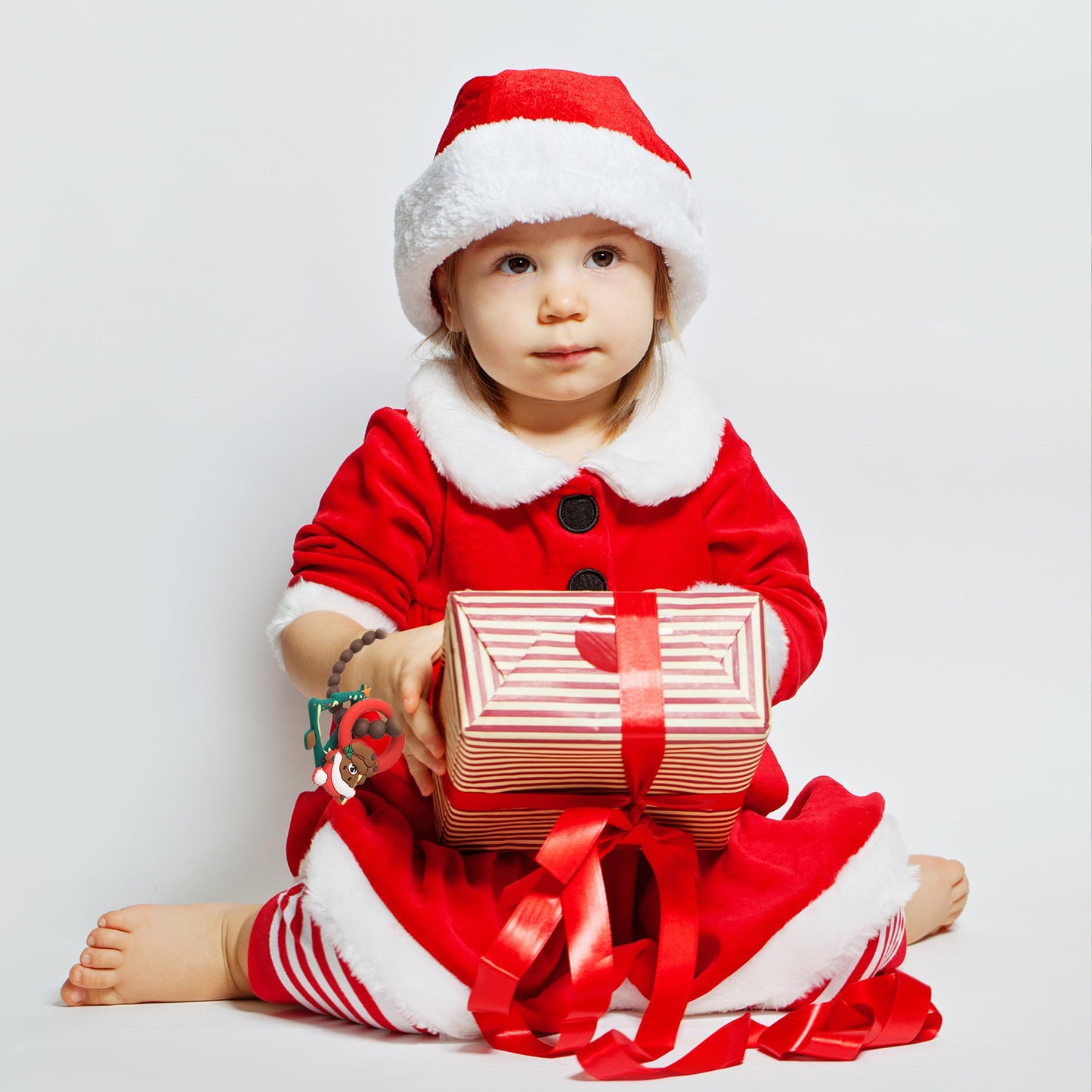 2pcs Christmas Baby Silicone Teether Christmas Tree and Bear Teething Ring Christmas Teething Toys Toddler Teething Chew Toys Ch