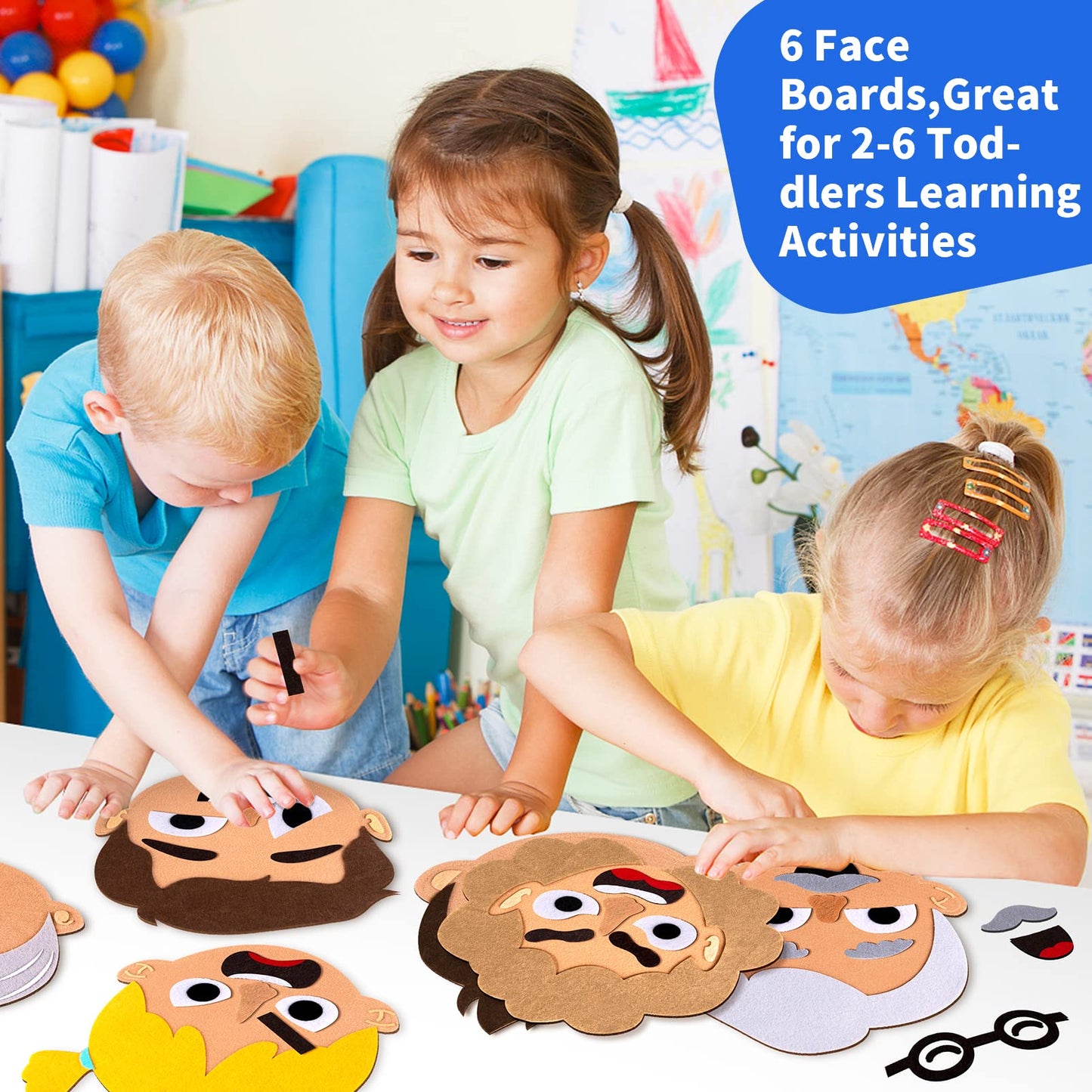 Craftstory 116 Pcs Social-Emotional-Learning-Activities for Kids - 6 Family Feelings-Board-Games, Autism Sensory Toy Learning Ma