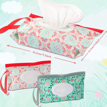 Febsnow 2 Pack Baby Wipe Pouch, Portable Wet Wipe Holder Container, Reusable And Refillable Travel Wet Wipes Dispenser Case