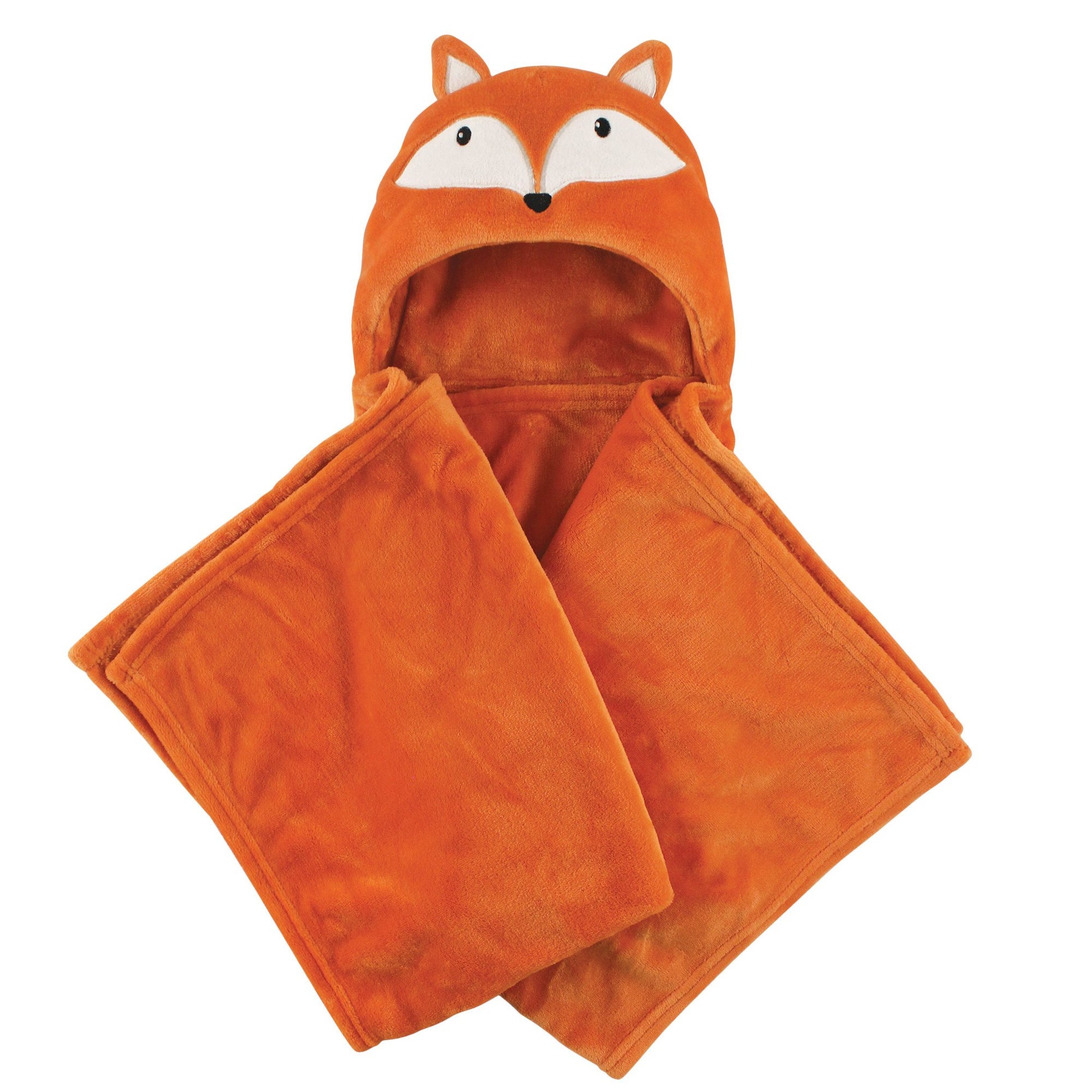 Hudson Baby Unisex Baby And Toddler Hooded Animal Face Plush Blanket, Orange Fox, One Size